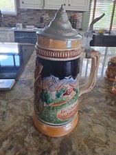 German Vintage Beer Steins Lidded, Multicolor, Made in Germany picture