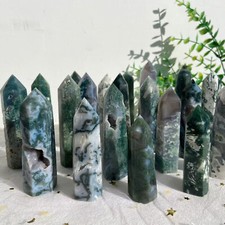 2.2LB Set Moss Agate Obelisk Tower Bundle Random Delivery Healing Decor 12-15pcs picture