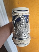 Disney Theme Parks 1990's Disneyland Ceramic Embossed Tall Stein Castle Monorail picture