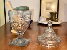 Antique 12’ Cut Lead Crystal Covered Urn Georgian Anglo-Irish Sweetmeat Jar  picture