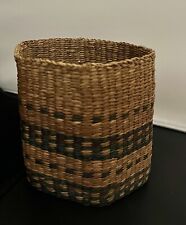 Small vintage woven basket natural & brown & dark green picture