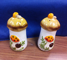 Vintage Sears Merry Mushroom Ceramic Salt and Pepper Shakers with Stoppers picture