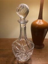 Crystal Decanter With Stopper Clear 19th Century Europe Cut Glass Polished 13” picture