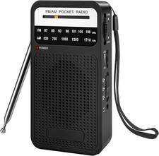 Portable AM FM Radio Compact Transistor Radio Pocket Radio Silver NYS NEW.. picture