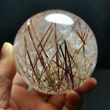 540G Natural Transparent Red Tourmaline Rutilated Crystal Quartz Ball  WD1204 picture