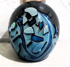 Vintage Robert Eickholt 1989 Signed Studio Art Glass Paperweight Ocean Sea picture