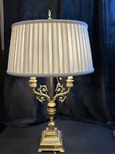 Table Lamp Double Candlestick Bouillotte Solid Brass Tole Oval Shade 27