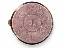 Vintage Austrian Sterling Silver Pink Floral Powder Compact Coty Puff & Mirror picture