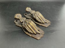 Vintage Brass Victorian Style Floral Letter Clip Desk Paper Holders - Set Of 2 picture