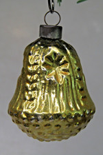 VTG Glass STAR Embossed Outdent Bumpy Gold BELL Christmas Ornament HEIDT US picture