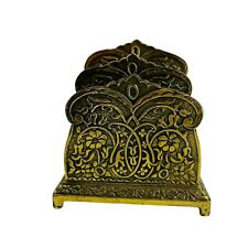 Vintage Art Nouveau Letter Holder Brass 3 Tier Letter Desk Organizer picture