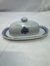 Metlox of Calif Poppy Trail Butter Dish White Blue Floral Design picture