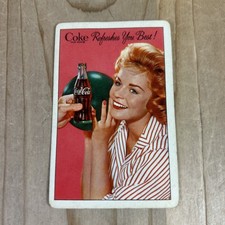 Vintage 1961 Single Playing Card Swap Coca Cola Bowling Girl Coke Refreshes Best picture