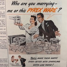 Vintage 1942 Pyrex Ware Print Ad Saturday Evening Post Wedding Kitchen Decor picture