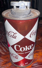 Vintage 1960s Coca-Cola Can Lighter WORKING Diamond Harlequin Pattern Table Top picture