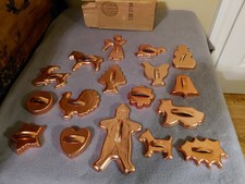 Vintage 17pc All Seasons Cookies Metal Copper Cookie Cutter Set Mirro Corp. NOS picture
