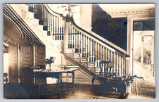 RPPC c1930s Mansion Interior Stairway Window St. Clair Studio NH Postcard picture