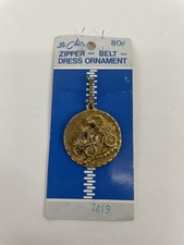 Vintage Le Chic Zipper Pull Charm Ornament Gold Tone Antique Car Motorcar New on picture