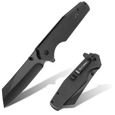 FLISSA Folding Pocket Knife 3.5-in Stonewash Blade Tactical Knife G10 Handle USA picture