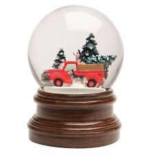 Musical Red Truck Snow Globe - ART & ARTIFACT Wind-up Red Christmas Truck wit... picture