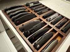 Knife Display Case 4 Pack Wood Walnut EDC Pocket Knives Organizer Storage Tray picture