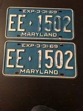 Antique Maryland Plates “1969 Vintage Tags” EE * 1502 picture