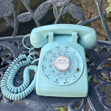 Antique Western Electric Classic Rotary Dial Desk Telephone Aqua Blue Pre-owned picture