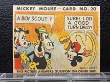 1935 Walt Disney Mickey Mouse Bubble Gum Question Card #20 Type 1 picture