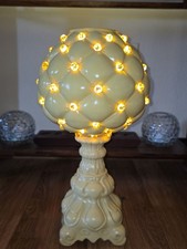 Vintage MCM - Ken Ocorr - Hollywood Regency - Quilted Yellow Ceramic Marble Lamp picture
