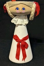 Vtg Saint Lucy's Day Swedish St. Santa Lucia Candle Holder Wood Signed 1975 picture