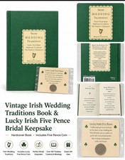 Vintage Irish Wedding Traditions Book & Lucky Irish Five Pence Bridal Keepsake  picture