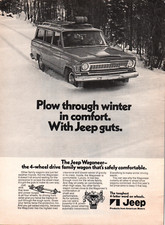 1971 Jeep Wagoneer Winter Forest Drive Vintage Black and White Auto Car Print Ad picture