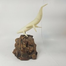 Vintage John Perry Humpback Whales Sculpture Burl Wood MCM Rare 70s picture