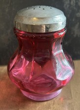 Fenton Art Glass Cranberry Coin Dot Sugar Shaker • 9 Panel Muffineer • VG/VG+ picture