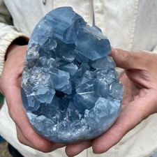 2.2lb natural blue celestite geode quartz crystal mineral specimen healing picture
