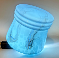 Architecture Loetz Art Deco Blue Cased Marbled Glass Lamp Shade Light Fixture picture