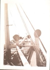 Vintage Black & White Photo Ship Deck Masts & Rigging US 1920s-1940s picture