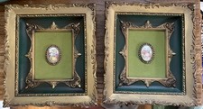 Fragonard Limoges Porcelain Wall Art set of 2 Framed Victorian Cameo Vintage Set picture