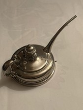 Antique Vintage Rochester Stamping Co Nickel Plated Brass Copper Oil Can Oiler picture