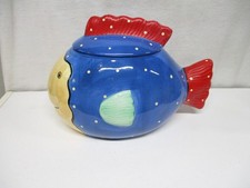 Coco Dowley Fish ceramic cookie jar hand painted collectible picture