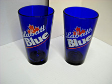 x2 Libbey Labatt Blue Canadian pilsner-style lager Cobalt Blue Tumbler Glasses picture