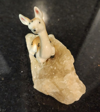 Vintage Fawn Deer Porcelain Figurine on rock (Honey Citrine?) picture