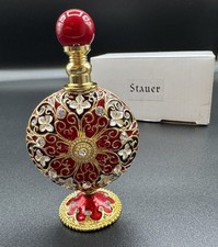 Vintage Stauer “Bombay” Perfume Bottle – Red, White & Gold with Rhinestones picture