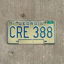 1971 1974 Georgia License Plate Auto Tag Garage Decor Vintage CRE 388 picture