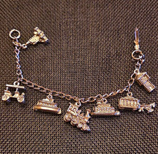 VINTAGE DISNEY SILVER TONE  CHARM BRACELET 1960's picture