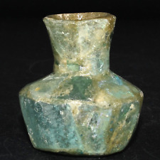 Authentic Ancient Roman Glass Bottle with Beautiful Blue Iridescent Patina picture