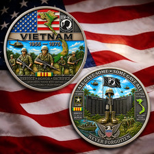 Vietnam War Veteran Challenge Coin POW MIA US Military Service Hero Gift 1955-75 picture