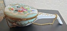 Vintage French Porcelain Mandolin Trinket Box - Hand Painted Floral Sèvres Style picture