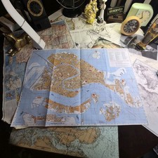 Vintage Venice Italy Fold Out Tourist Street Map Murano Canals Travel Souvenir picture