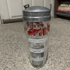 VINTAGE MCM HAZEL ATLAS Glass Cocktail Drink Mixer Shaker With Recipes and Lid   picture